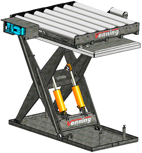 Lift table with roller track and swivel